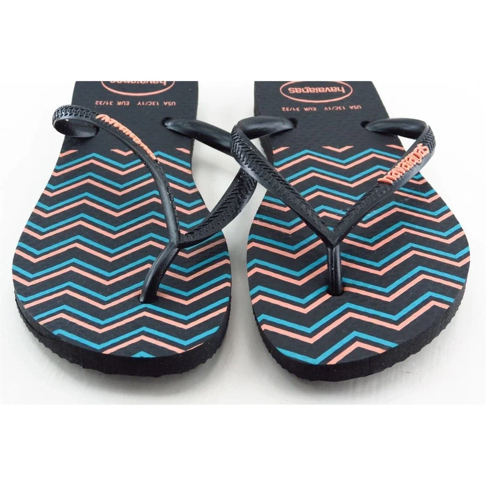 Havaianas Flip Flops Black Synthetic Toddler‎ Girls Size 13-1 Casual Sandals